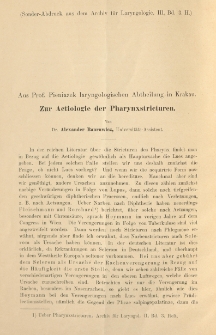 Zur Aetiologie der Pharynxstricturen