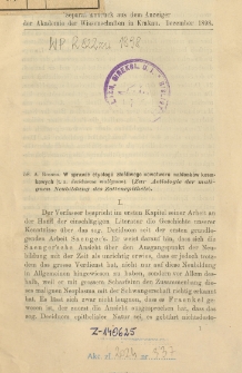 Zur Aetiologie der malignen Neubildung des Zottenepithels = W sprawie etyologii złośliwego nowotworu nabłonków kosmkowych (t.z. deciduoma malignum)