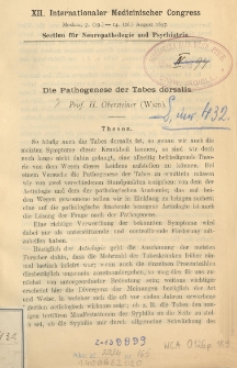Die Pathogenese der Tabes dorsalis