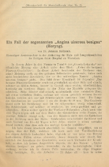 Ein Fall der sogenannten "Angina ulcerosa benigna" (Heryng)