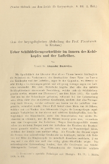 Ueber Schilddrüsengeschwülste im Innern des Kehlkopfes und der Luftröhre