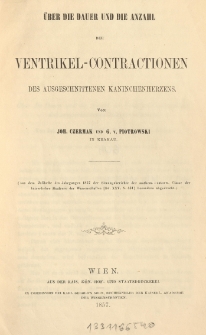 Über die Dauer und die Anzahl der Ventrikel-Contractionen des Ausgeschnittenen Kaninchenherzens
