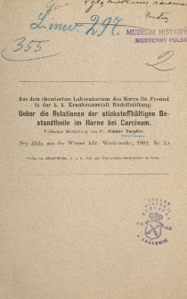 Ueber die Relationen der stickstoffhältigen Bestandtheile im Harne bei Carcinom