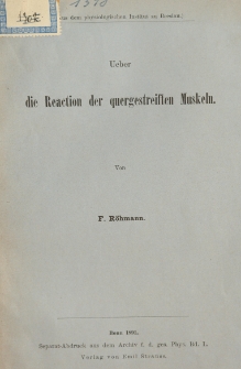 Ueber die Reaction der quergestreiften Muskeln
